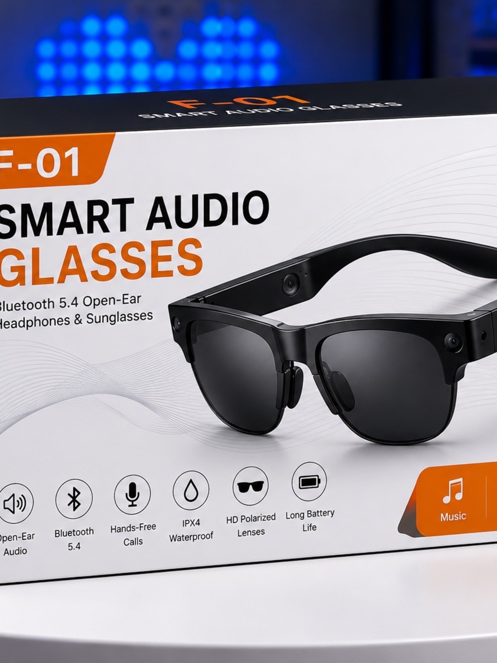 Smart AI WaterResistant Bluetooth Translating Open-Ear Sunglasses